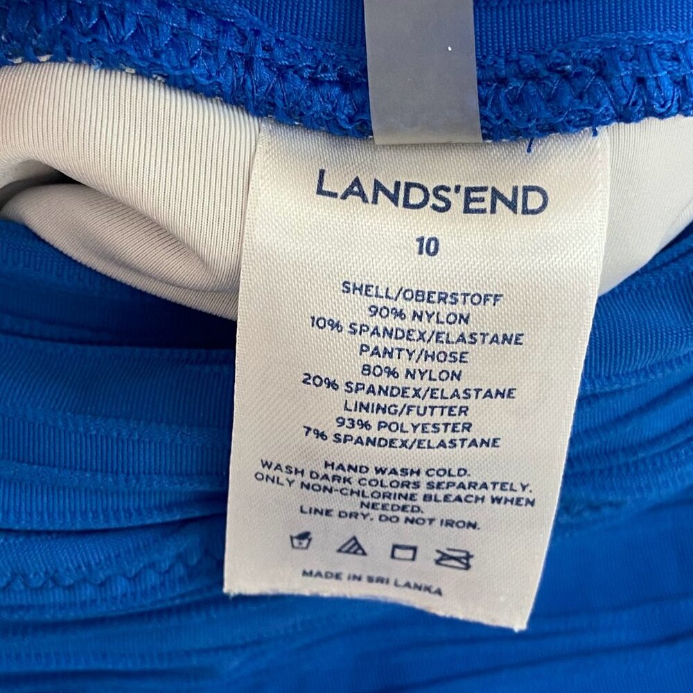 Lands' End Women's Ruched Tummy Control Mini Swim Skirt Royal Blue (10) - Picture 3 of 6